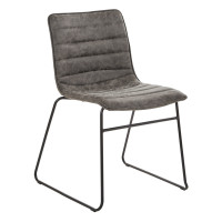 OSP Home Furnishings HAL2-P47 Halo Stacking Chair in Charcoal Faux Leather with Black Base